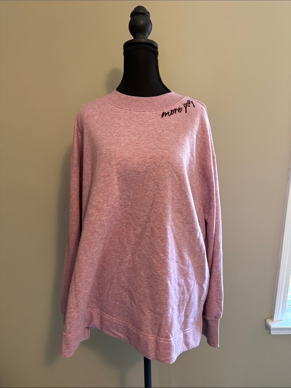 Casual Pink Crewneck Sweater - More Joy Script
